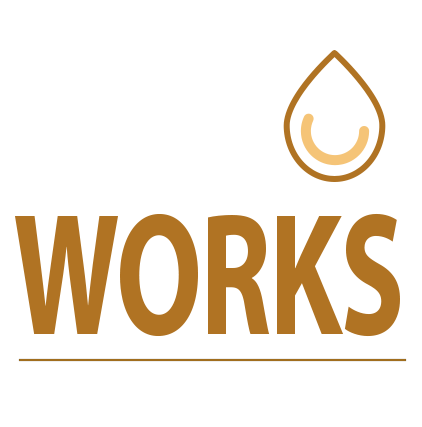 The Wet Works Bathrooms and Tiling Text Logo